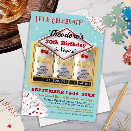 Retro Vintage Las Vegas Casino Invitation d'annive