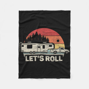 Retro Vintage Laten we gaan kamperen 5th Wheel Cam Fleece Deken