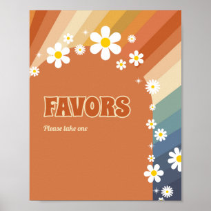 Retro Vintage Madeliefjes Favorieten Regenboog Mad Poster