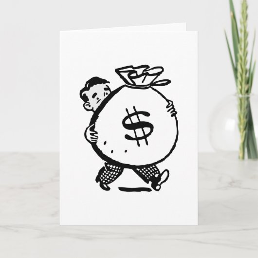 Retro Vintage Man met Geldzak Kaart (Voorkant)