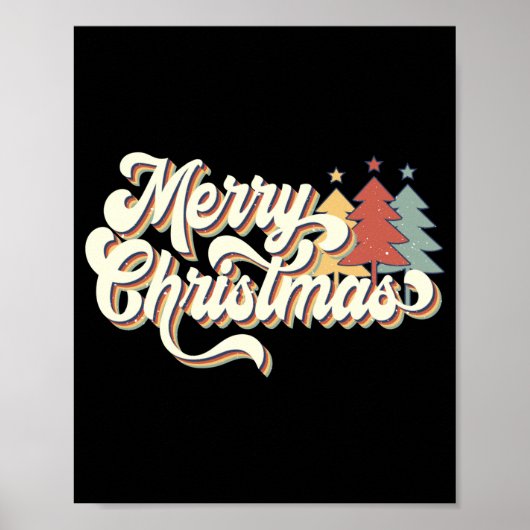 Retro Vintage Merry Christmas Tygraphy  Poster (Voorkant)