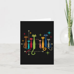 Retro Vintage Midden-Jaren-Stijl Uitzicht Katten 5 Kaart