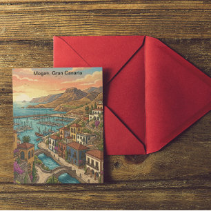 Retro Vintage Mogan Gran Canaria Canarische Eiland Briefkaart