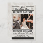 Retro Vintage Newspaper Wedding Invitation (Devant / Derrière)