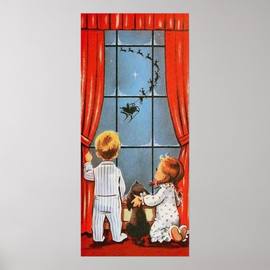 Rétro vintage Noël enfants Poster de vacances (Devant)