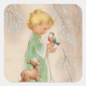 rétro Vintage Noël Vacances autocollant enfant (Devant)