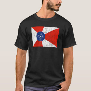 Retro Vintage Noodlijdende Wichita Vlag Kansas Hom T-shirt