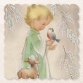 Retro Vintage onderzetter kerstfeest (Voorkant)