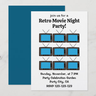 Retro Vintage Oude Televisie Filmavond Feest Kaart