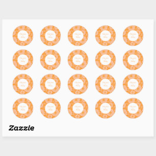 Retro Vintage Perzikdons Oranje Bloem Motief Ronde Sticker