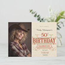 Retro Vintage Photo 50th Birthday Invitation
