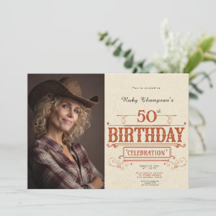 Retro Vintage Photo 50th Birthday Invitation