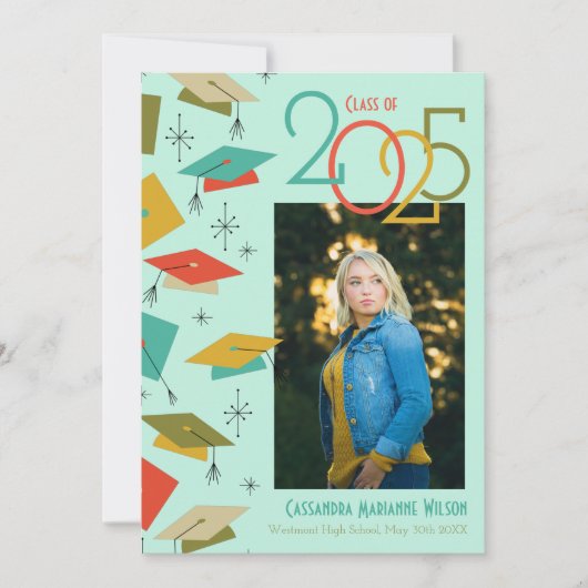 Retro Vintage Photo Graduation Faire-part (Devant)