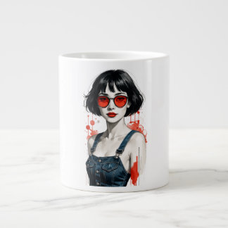 Retro Vintage Pop Art Meisje Jumbo Mok – 80s 90s Y