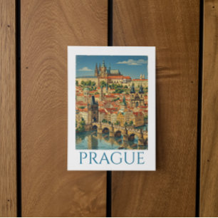 Retro Vintage Praag Tsjechië Stadsgezicht Briefkaart