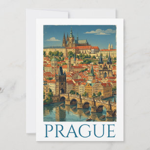 Retro Vintage Praag Tsjechië Stadsgezicht Kaart