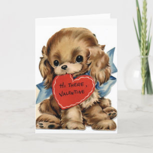 Retro Vintage Puppyliefde Custom Valentijnsdag Feestdagen Kaart