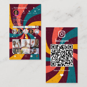 Retro Vintage Rays Instagram QR Zakelijke Visiteka Visitekaartje