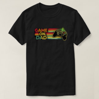 Retro Vintage Regenboog Game On Vader Gamer Kunst T-shirt