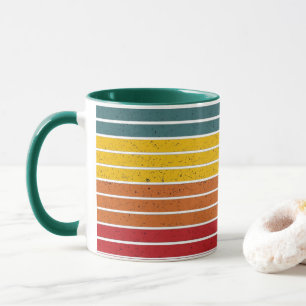 Retro vintage regenboog zonsondergang strepen mok