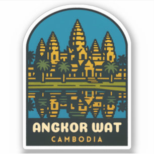 Retro Vintage Reis Angkor Wat Cambodja  Sticker
