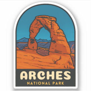 Retro Vintage Reis Arches National Park Utah Sticker