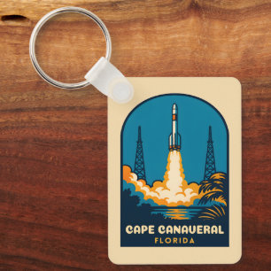 Retro Vintage Reis Cape Canaveral Florida Raket Sleutelhanger