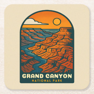Retro Vintage Reis Grand Canyon National Park Vierkante Kartonnen Onderzetter