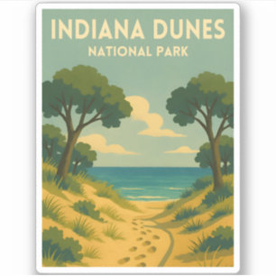 Retro Vintage Reis Indiana Dunes National Park Sticker
