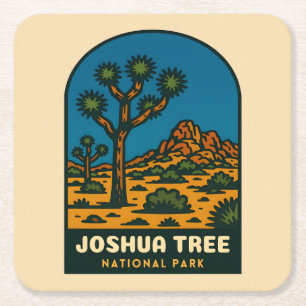 Retro Vintage Reis Joshua Tree National Park Vierkante Kartonnen Onderzetter