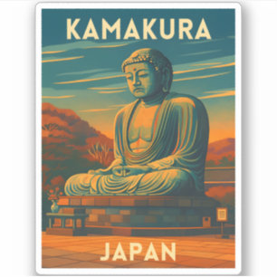Retro Vintage Reis Kamakura Japan Boeddha Sticker