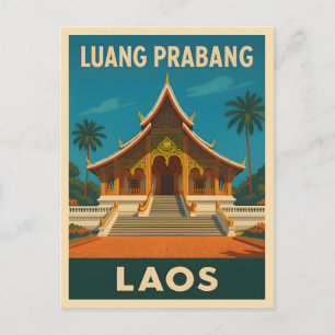 Retro Vintage Reis Luang Prabang Laos Tempel Briefkaart