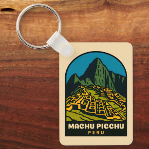 Retro Vintage Reis Machu Picchu Peru Landschap Sleutelhanger
