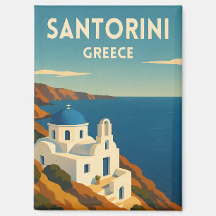 Retro Vintage Reis Santorini Griekenland Zeezijde Magneet
