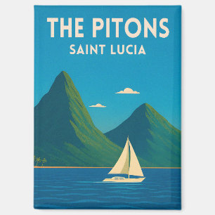 Retro Vintage Reis St Lucia Pitons Caraïben Magneet