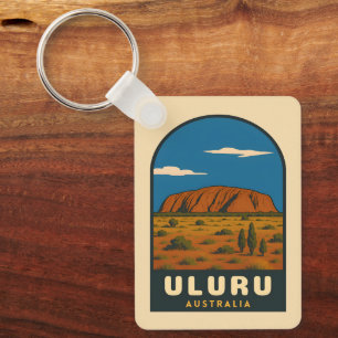 Retro Vintage Reis Uluru Australië Landschap Sleutelhanger