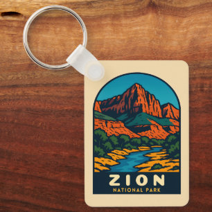 Retro Vintage Reis Zion National Park Utah Sleutelhanger