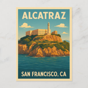Retro Vintage Reizen Alcatraz Island San Francisco Briefkaart