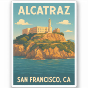Retro Vintage Reizen Alcatraz Island San Francisco Sticker