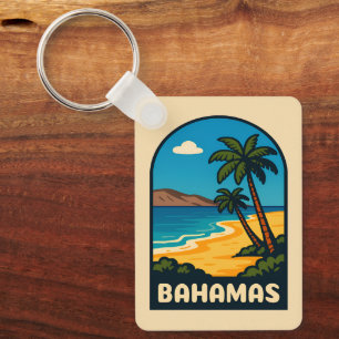 Retro Vintage Reizen Bahamas Strandlandschap Sleutelhanger