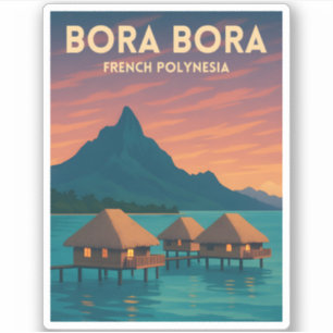 Retro Vintage Reizen Bora Bora Frans Polynesië Sticker