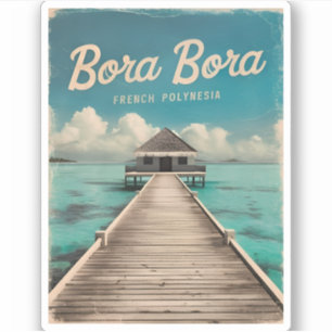 Retro Vintage Reizen Bora Bora Frans Polynesië Sticker