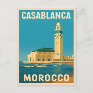 Retro Vintage Reizen Casablanca Marokko Seaside Briefkaart