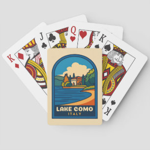 Retro Vintage Reizen Comomeer Italië Landschap Pokerkaarten