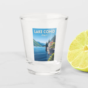 Retro Vintage Reizen Comomeer Italië Landschap Shot Glas