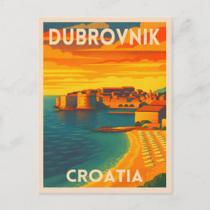 Retro Vintage Reizen Dubrovnik Kroatië Oude Stad Briefkaart