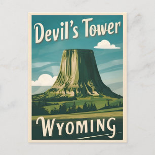 Retro Vintage Reizen Duivelstoren Wyoming Briefkaart