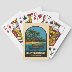 Retro Vintage Reizen Gili Trawangan Indonesië Pokerkaarten
