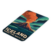 Retro Vintage Reizen IJsland Vulkaanlandschap Magneet (Linkerzijde)