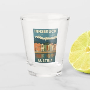 Retro Vintage Reizen Innsbruck Oostenrijk Landscha Shot Glas